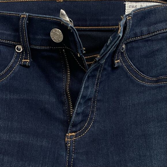 Rag & Bone SZ 27 Skinny Jean Bedford Low-Rise Pockets Zip-Fly Dark Wash Blue - Picture 7 of 12